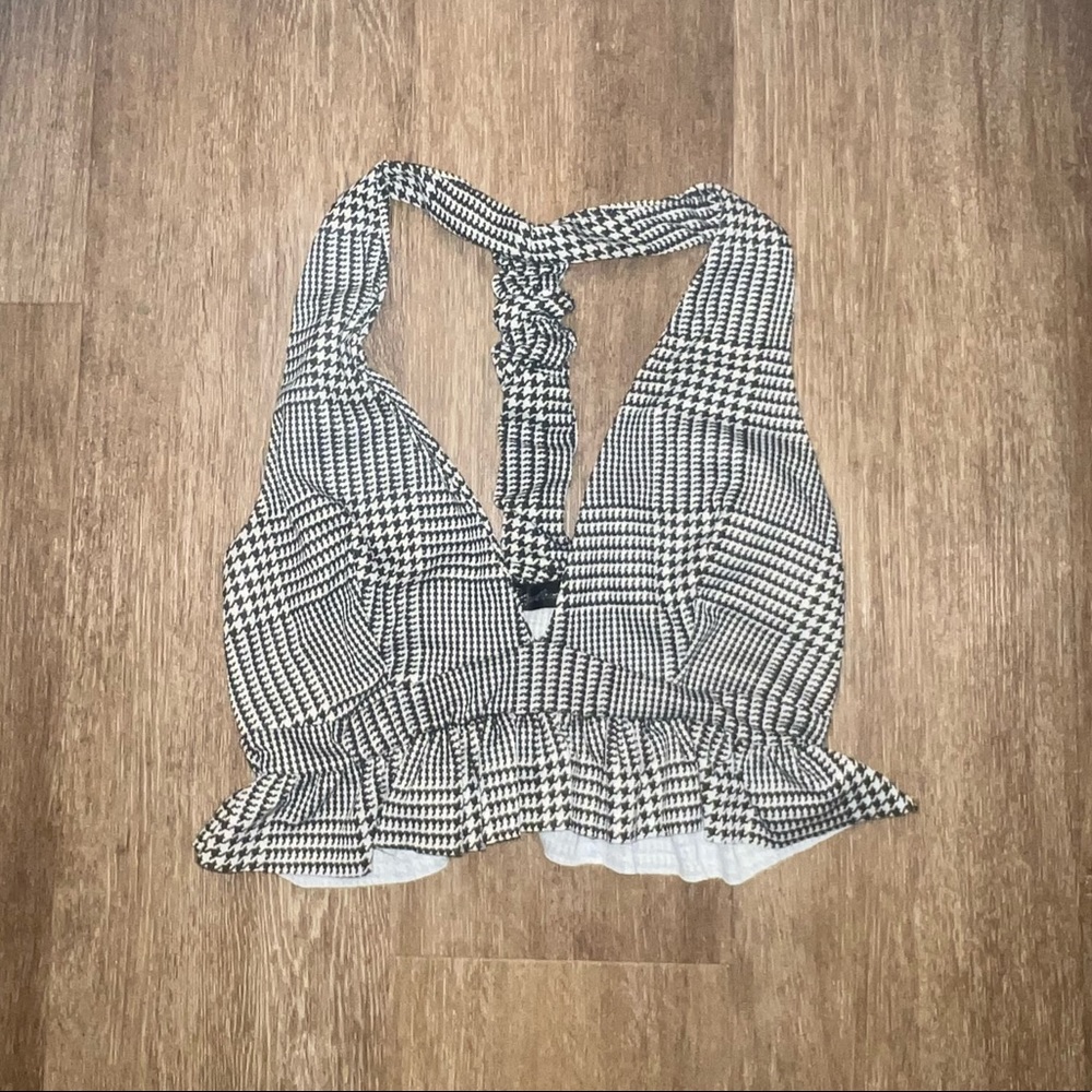 Plaid gingham crop top tank top